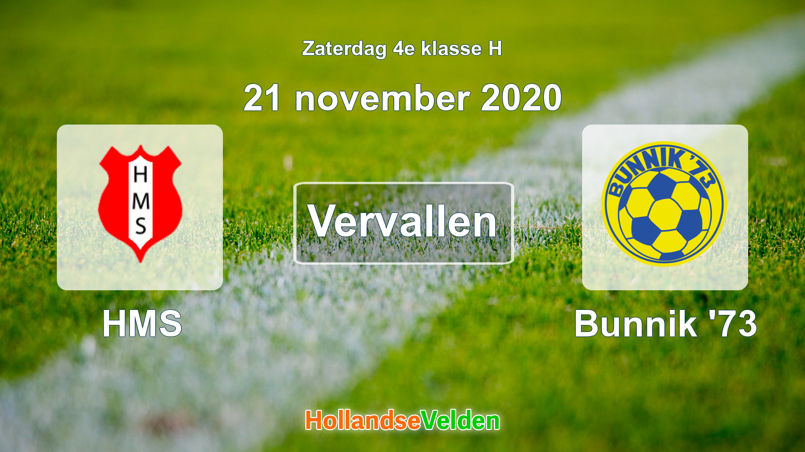 Geplande wedstrijd: HMS - Bunnik '73 (21 november 2020)