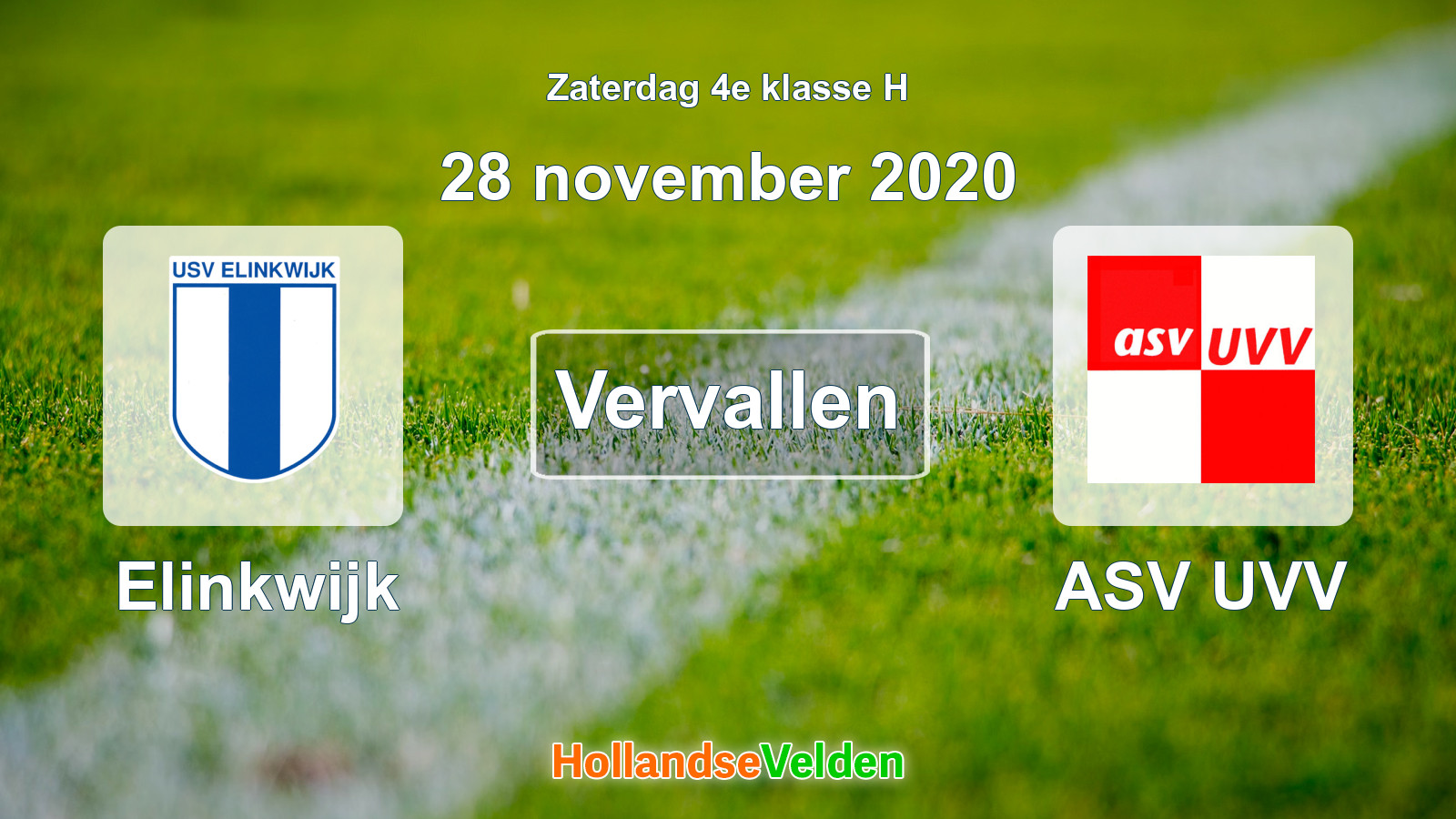 Geplande wedstrijd: Elinkwijk - ASV UVV (28 november 2020)
