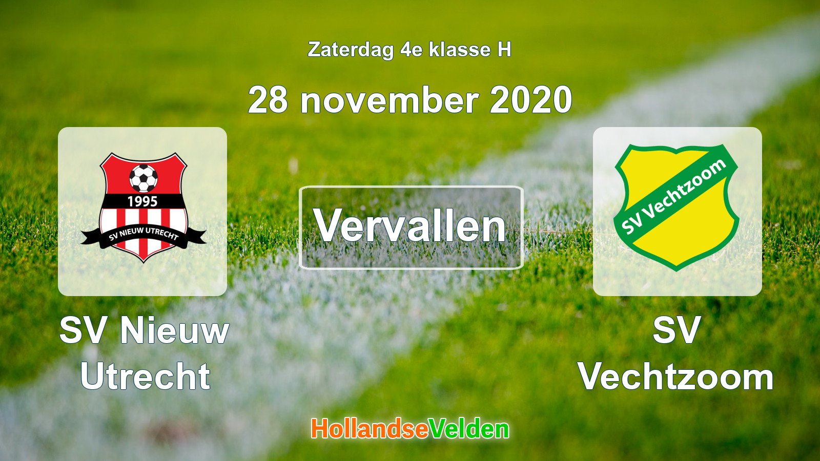 Geplande wedstrijd: SV Nieuw Utrecht - SV Vechtzoom (28 november 2020)