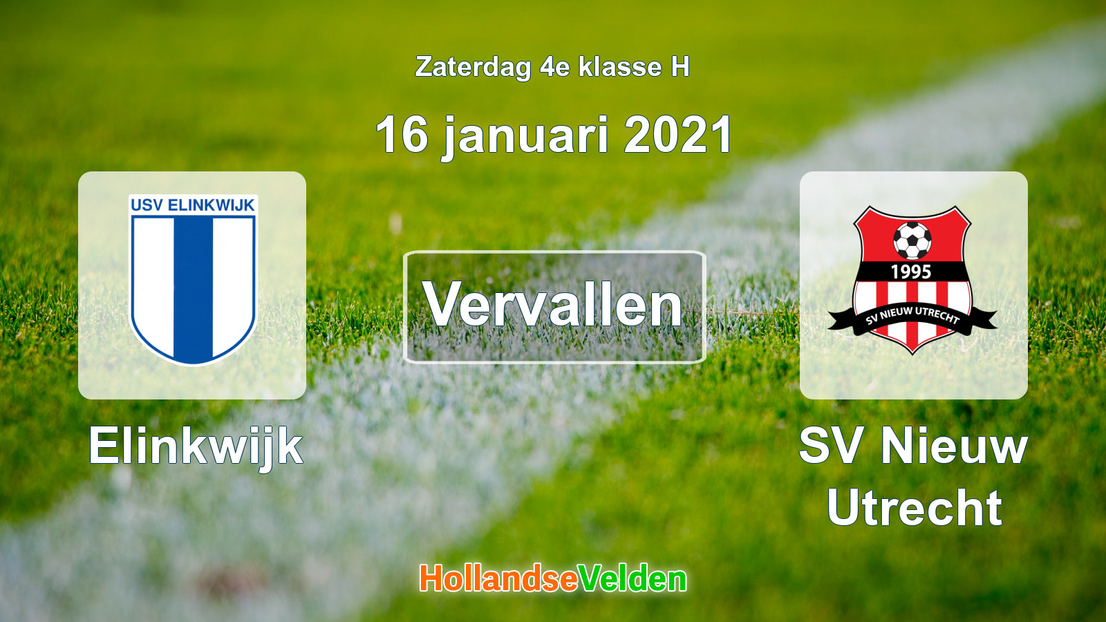 Geplande wedstrijd: Elinkwijk - SV Nieuw Utrecht (16 januari 2021)