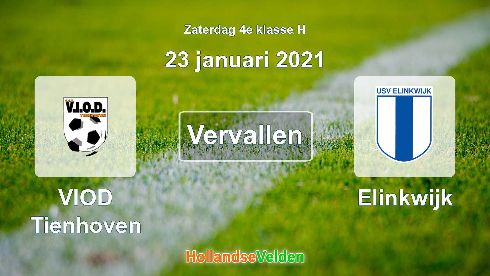 Geplande wedstrijd: VIOD Tienhoven - Elinkwijk (23 januari 2021)