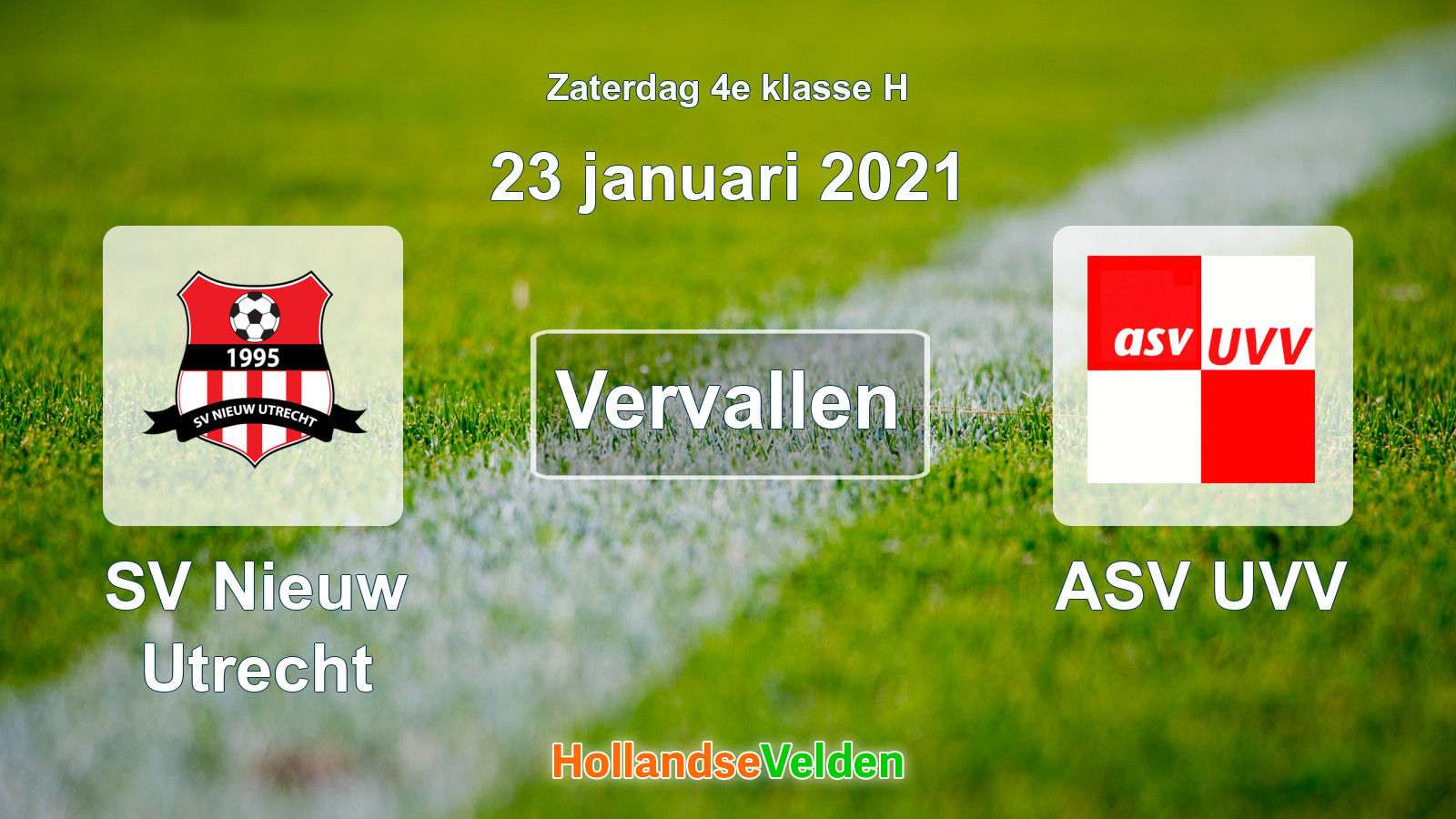 Geplande wedstrijd: SV Nieuw Utrecht - ASV UVV (23 januari 2021)