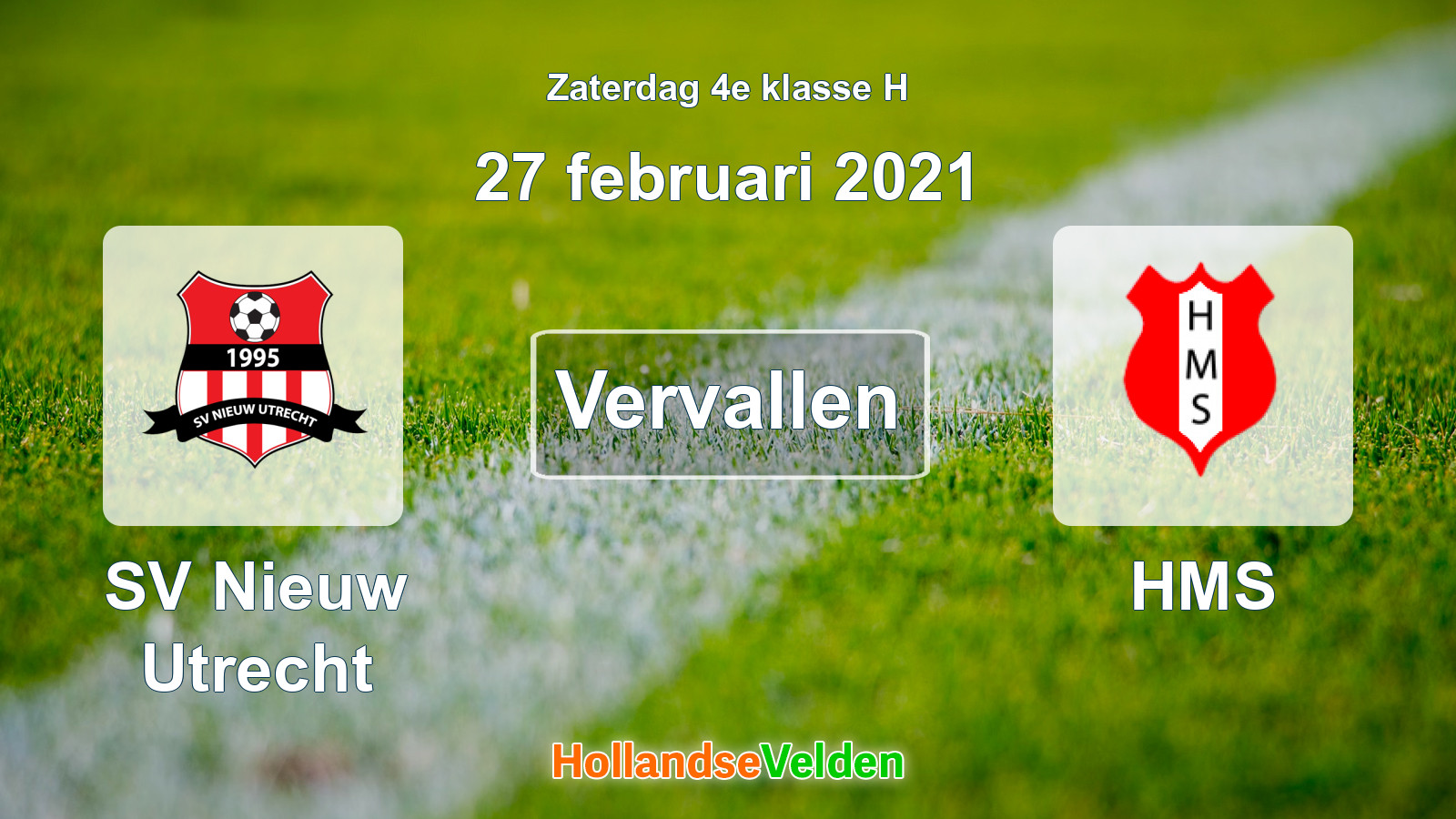 Geplande wedstrijd: SV Nieuw Utrecht - HMS (27 februari 2021)