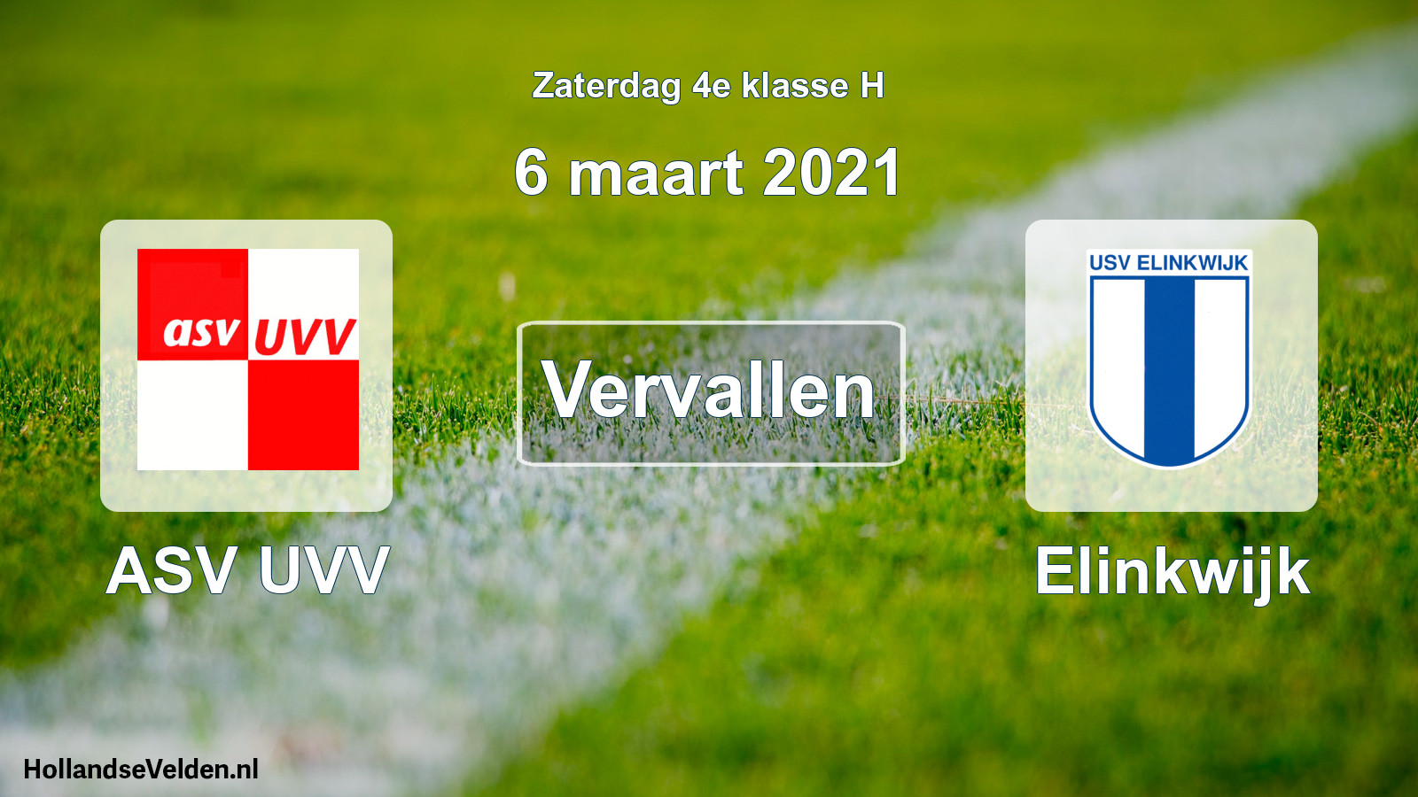 Geplande wedstrijd: ASV UVV - Elinkwijk (6 maart 2021)