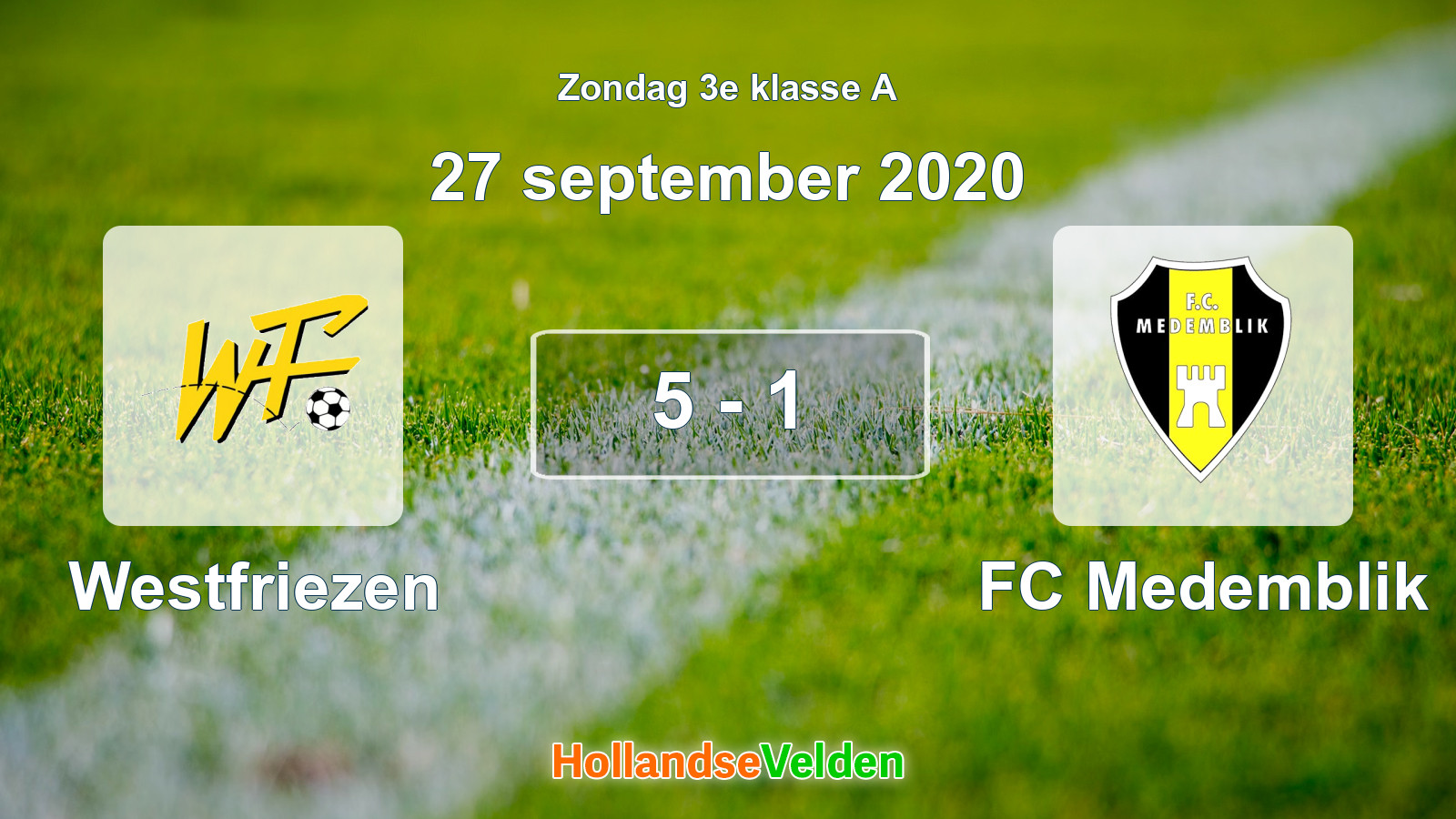 Gespeelde wedstrijd: Westfriezen - FC Medemblik 5 - 1 (27 september 2020)