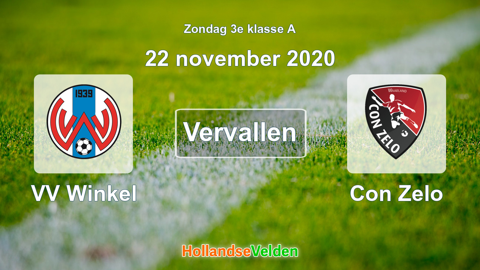 Geplande wedstrijd: VV Winkel - Con Zelo (22 november 2020)