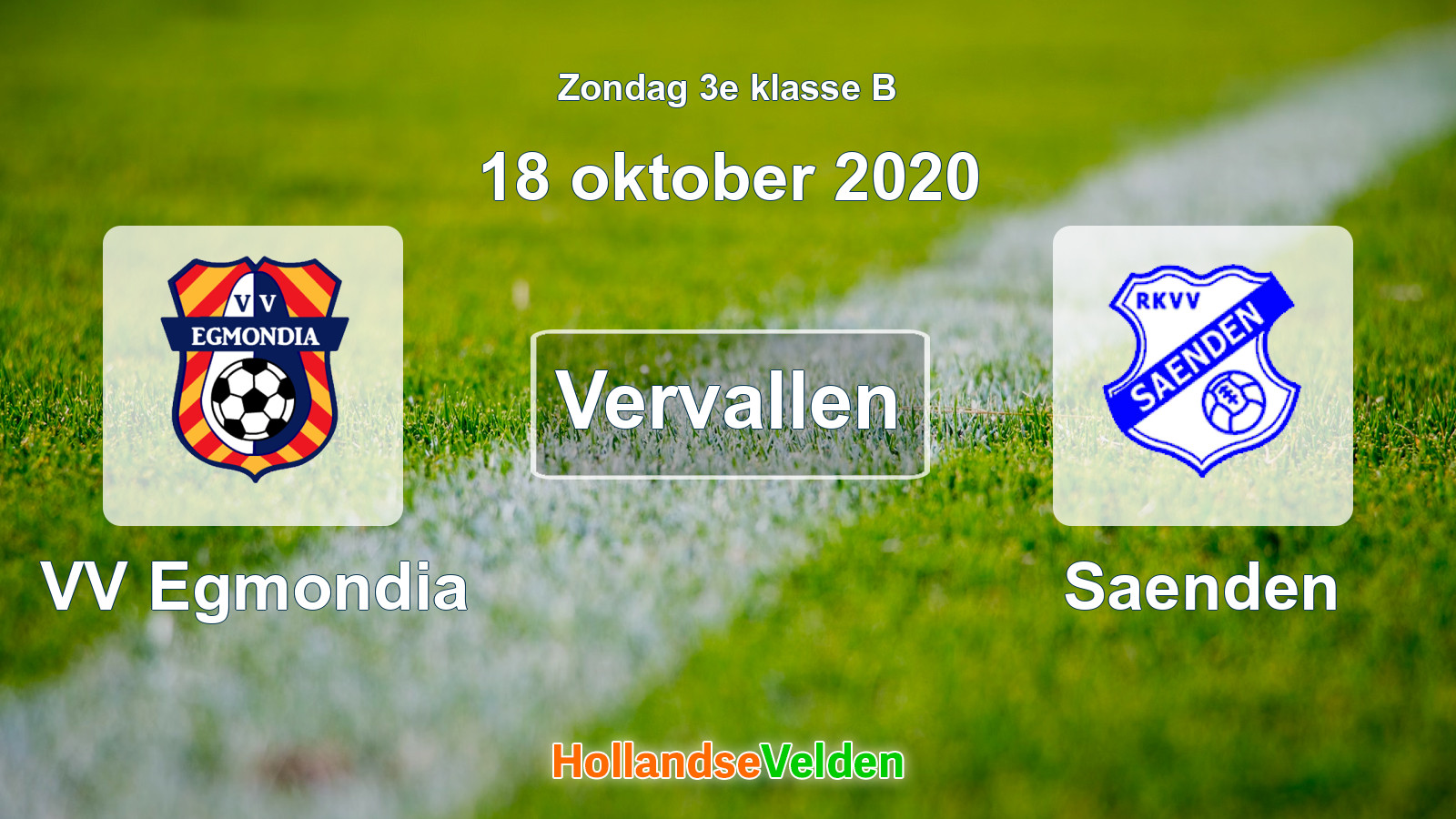 Geplande wedstrijd: VV Egmondia - Saenden (18 oktober 2020)