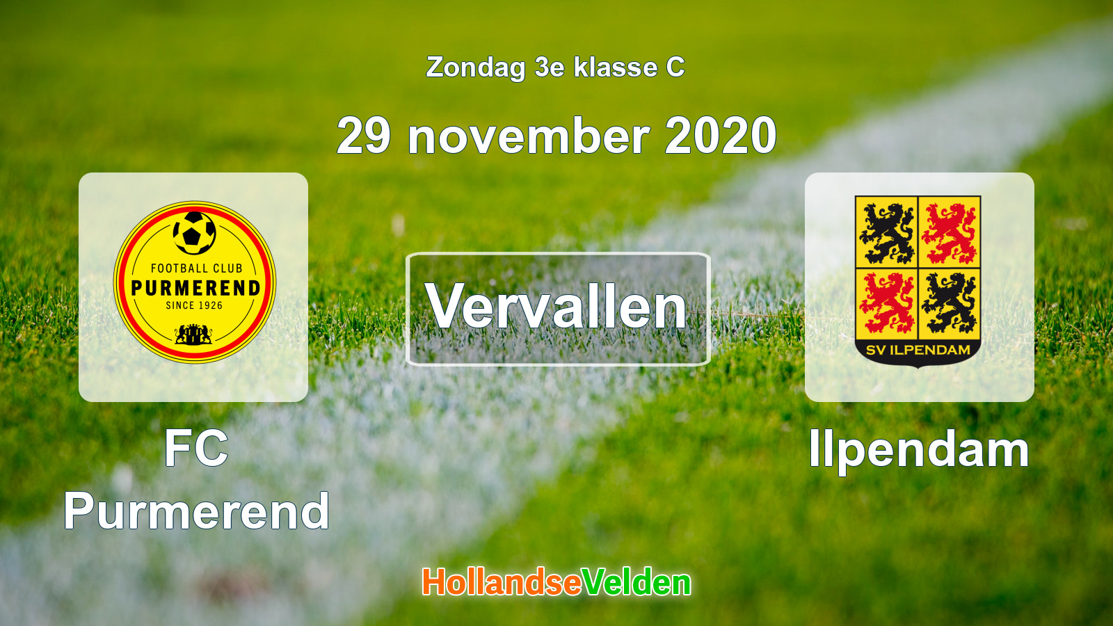 Geplande wedstrijd: FC Purmerend - Ilpendam (29 november 2020)
