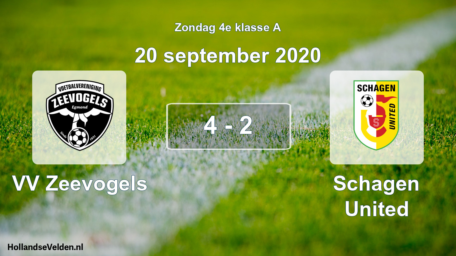 Gespeelde wedstrijd: VV Zeevogels - Schagen United 4 - 2 (20 september 2020)