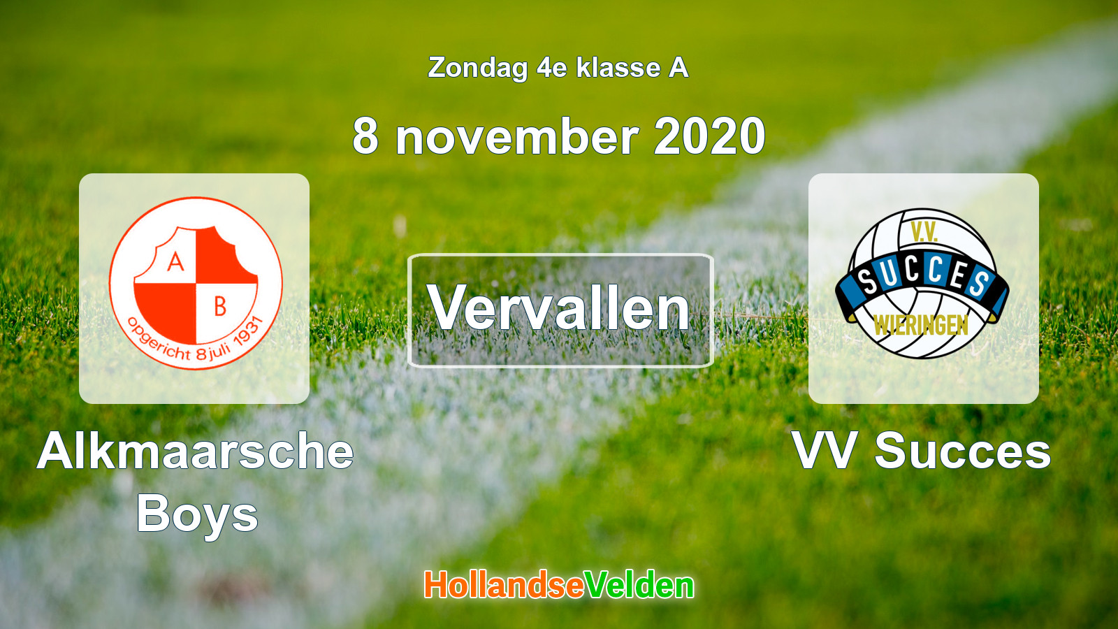 Geplande wedstrijd: Alkmaarsche Boys - VV Succes (8 november 2020)