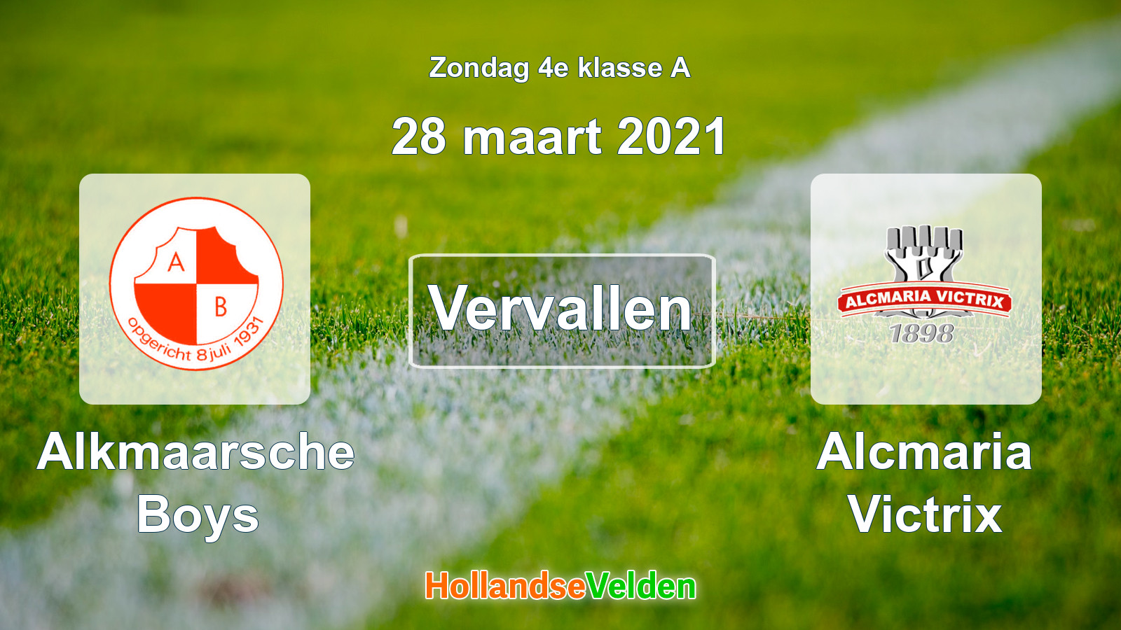 Geplande wedstrijd: Alkmaarsche Boys - Alcmaria Victrix (28 maart 2021)