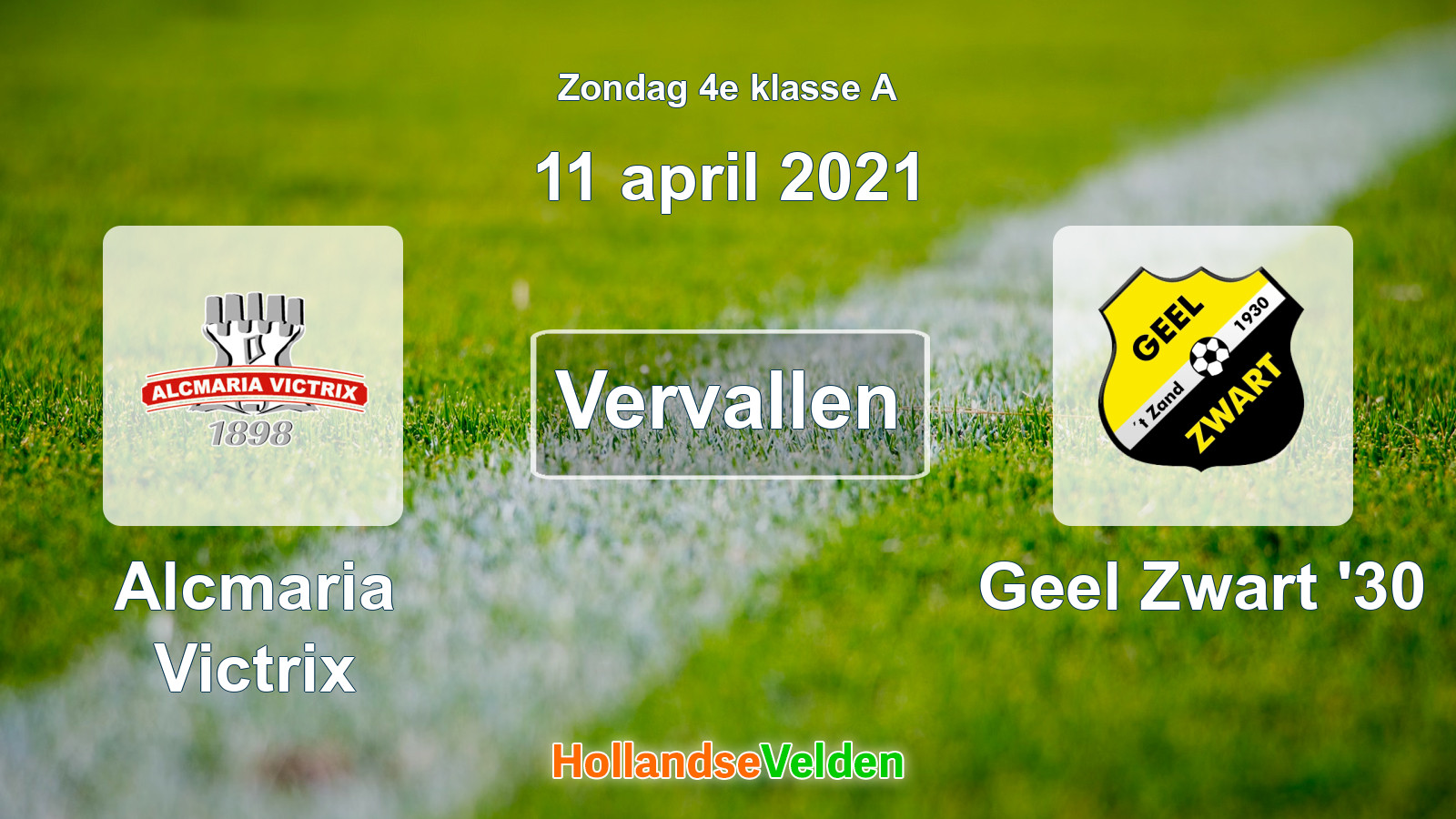 Geplande wedstrijd: Alcmaria Victrix - Geel Zwart '30 (11 april 2021)