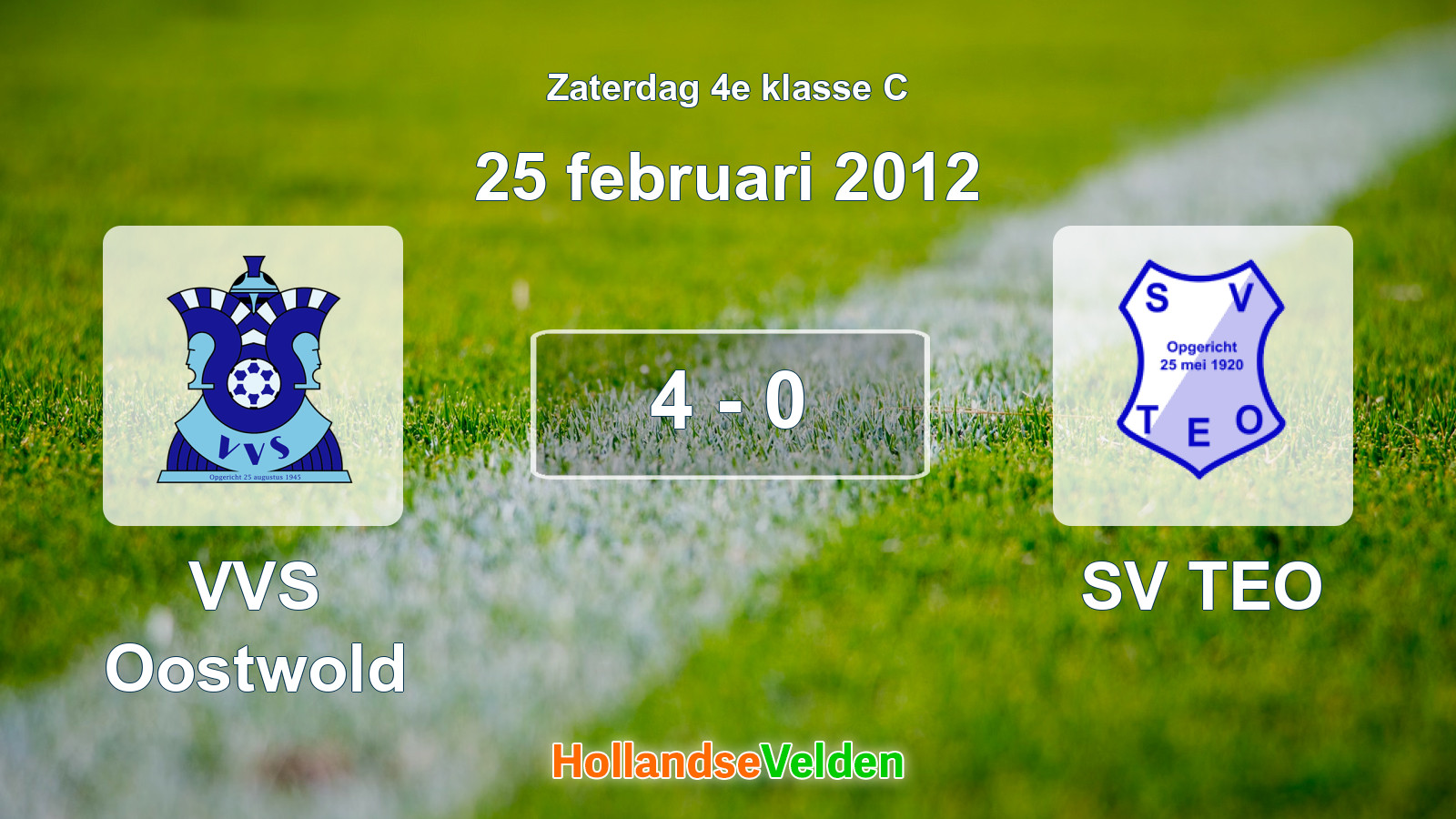 Gespeelde wedstrijd: VVS Oostwold - SV TEO 4 - 0 (25 februari 2012)