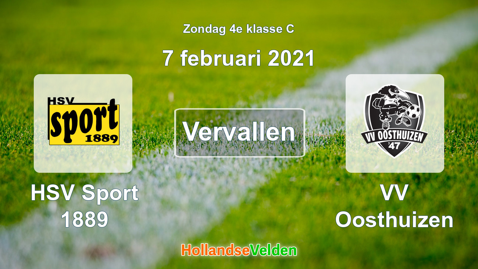 Geplande wedstrijd: HSV Sport 1889 - VV Oosthuizen (7 februari 2021)