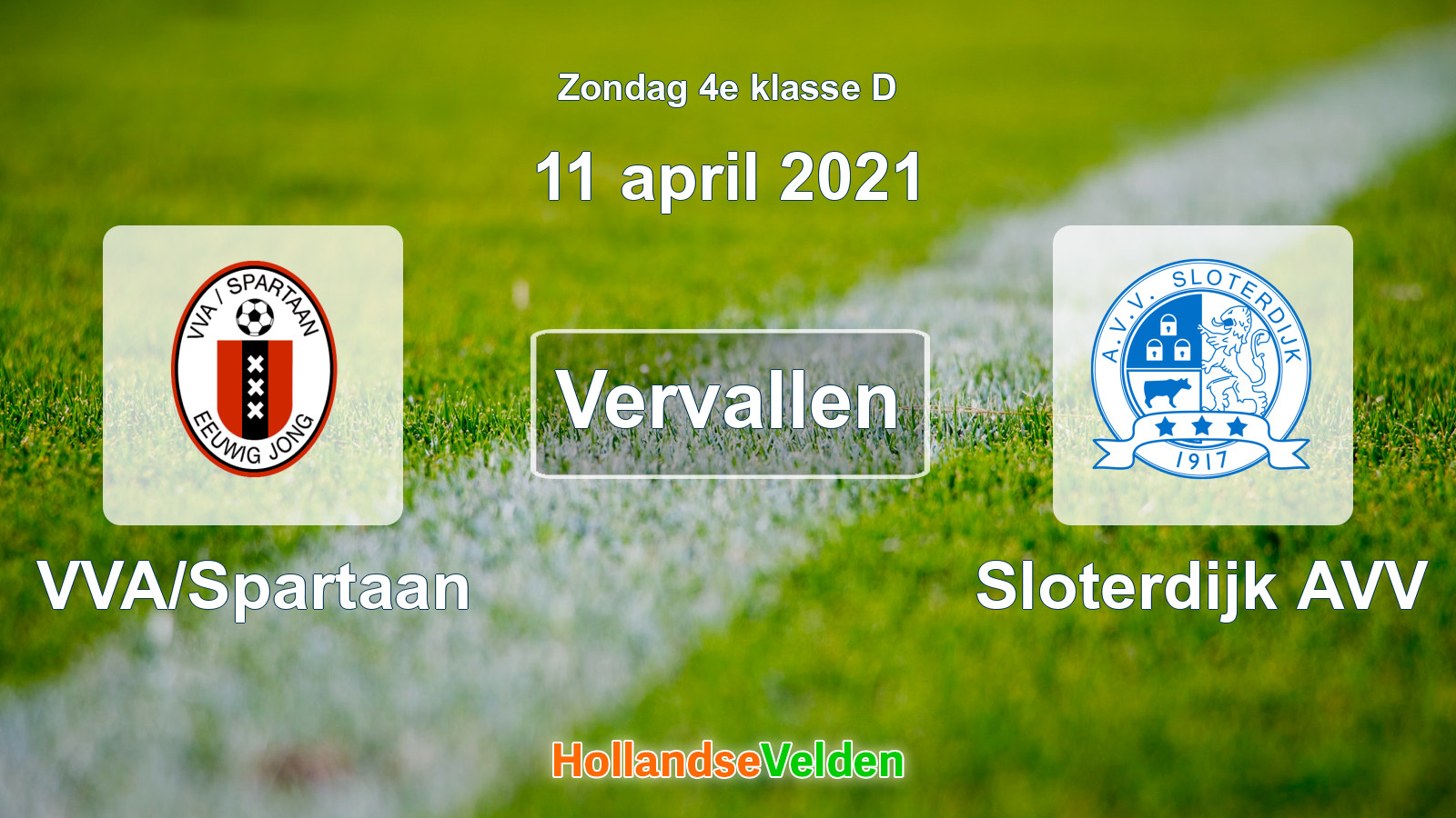 Geplande wedstrijd: VVA/Spartaan - Sloterdijk AVV (11 april 2021)