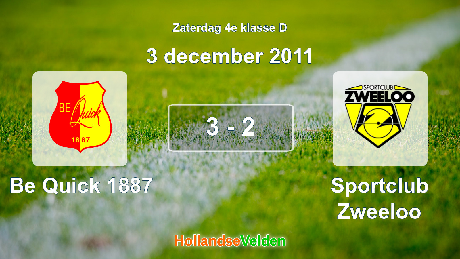 Gespeelde wedstrijd: Be Quick 1887 - Sportclub Zweeloo 3 - 2 (3 december 2011)