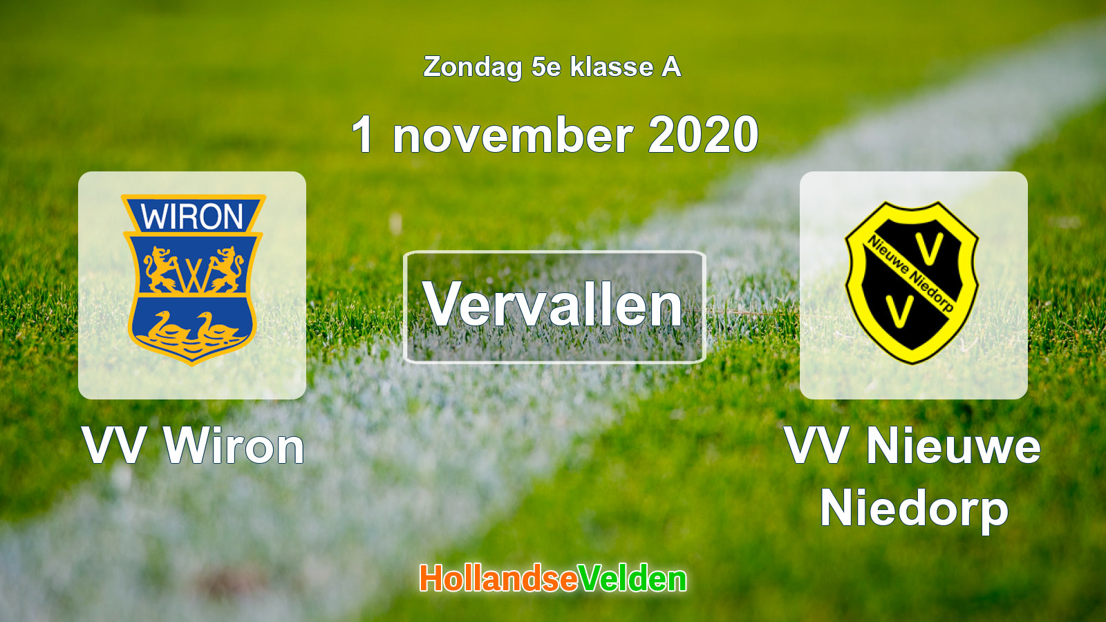 Geplande wedstrijd: VV Wiron - VV Nieuwe Niedorp (1 november 2020)