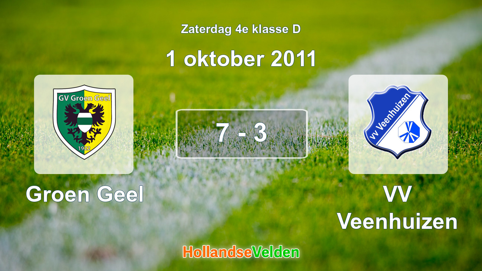 Gespeelde wedstrijd: Groen Geel - VV Veenhuizen 7 - 3 (1 oktober 2011)