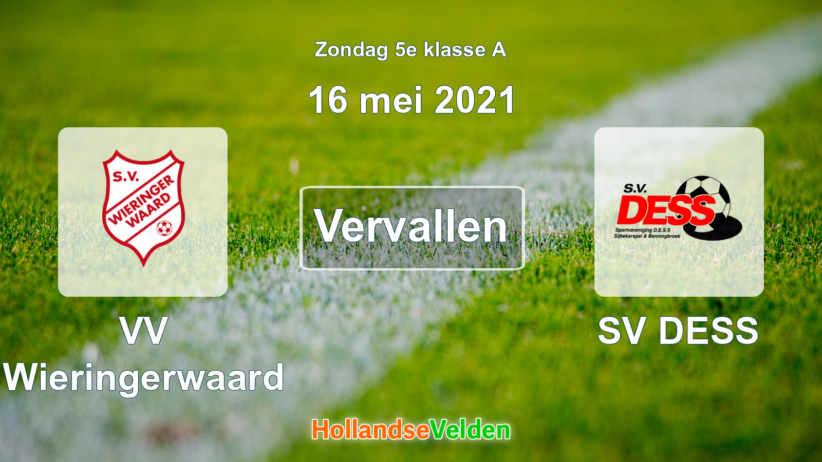 Geplande wedstrijd: VV Wieringerwaard - SV DESS (16 mei 2021)