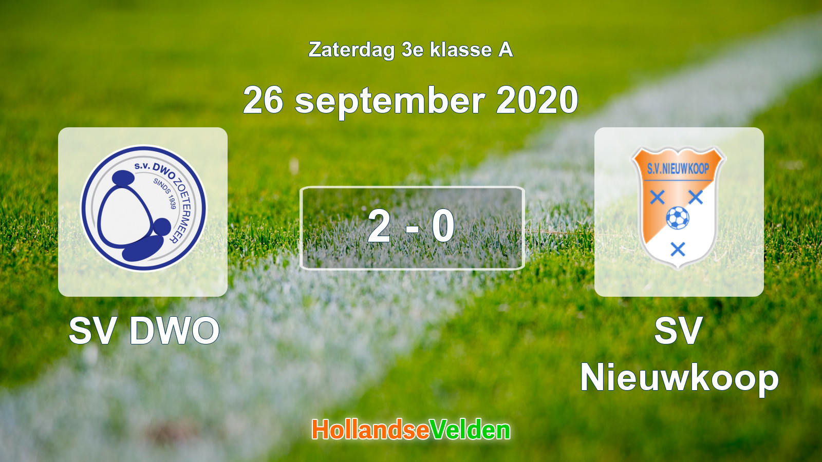 Gespeelde wedstrijd: SV DWO - SV Nieuwkoop 2 - 0 (26 september 2020)
