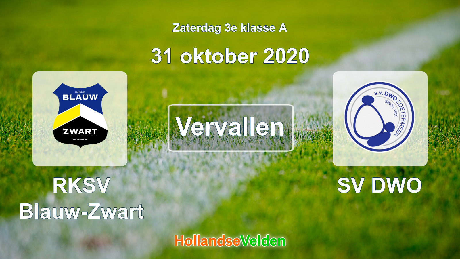 Geplande wedstrijd: RKSV Blauw-Zwart - SV DWO (31 oktober 2020)