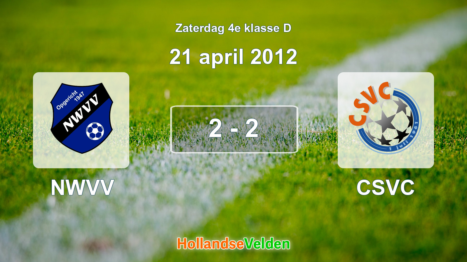 Gespeelde wedstrijd: NWVV - CSVC 2 - 2 (21 april 2012)