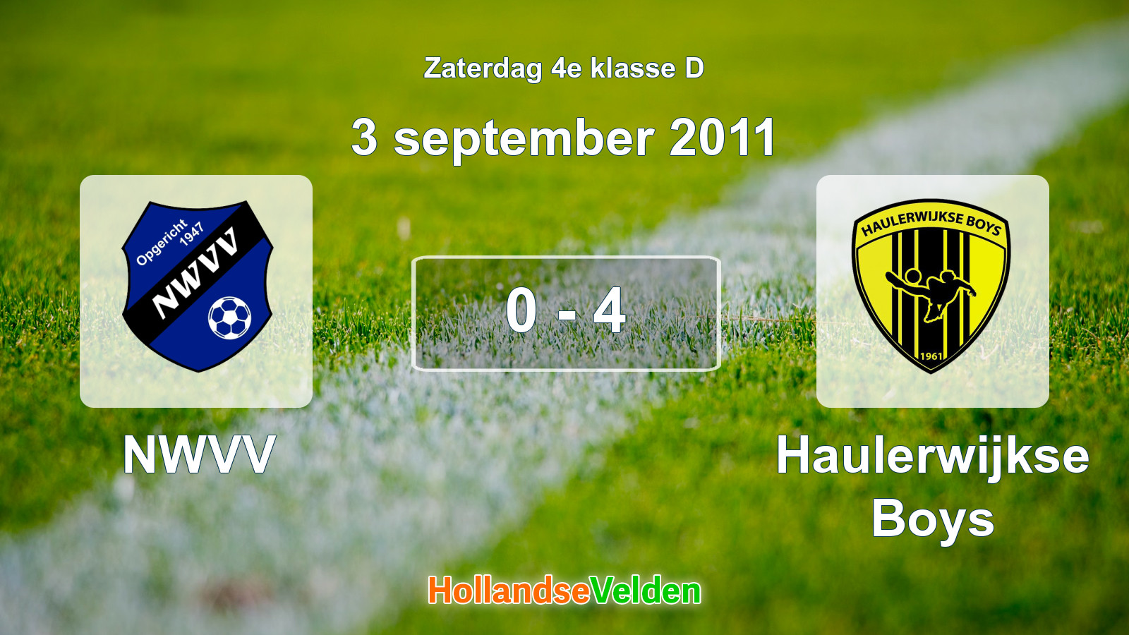 Gespeelde wedstrijd: NWVV - Haulerwijkse Boys 0 - 4 (3 september 2011)