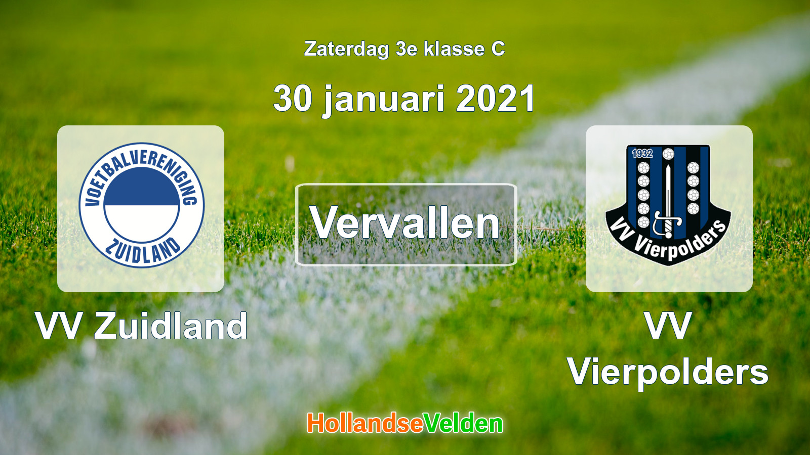 Geplande wedstrijd: VV Zuidland - VV Vierpolders (30 januari 2021)