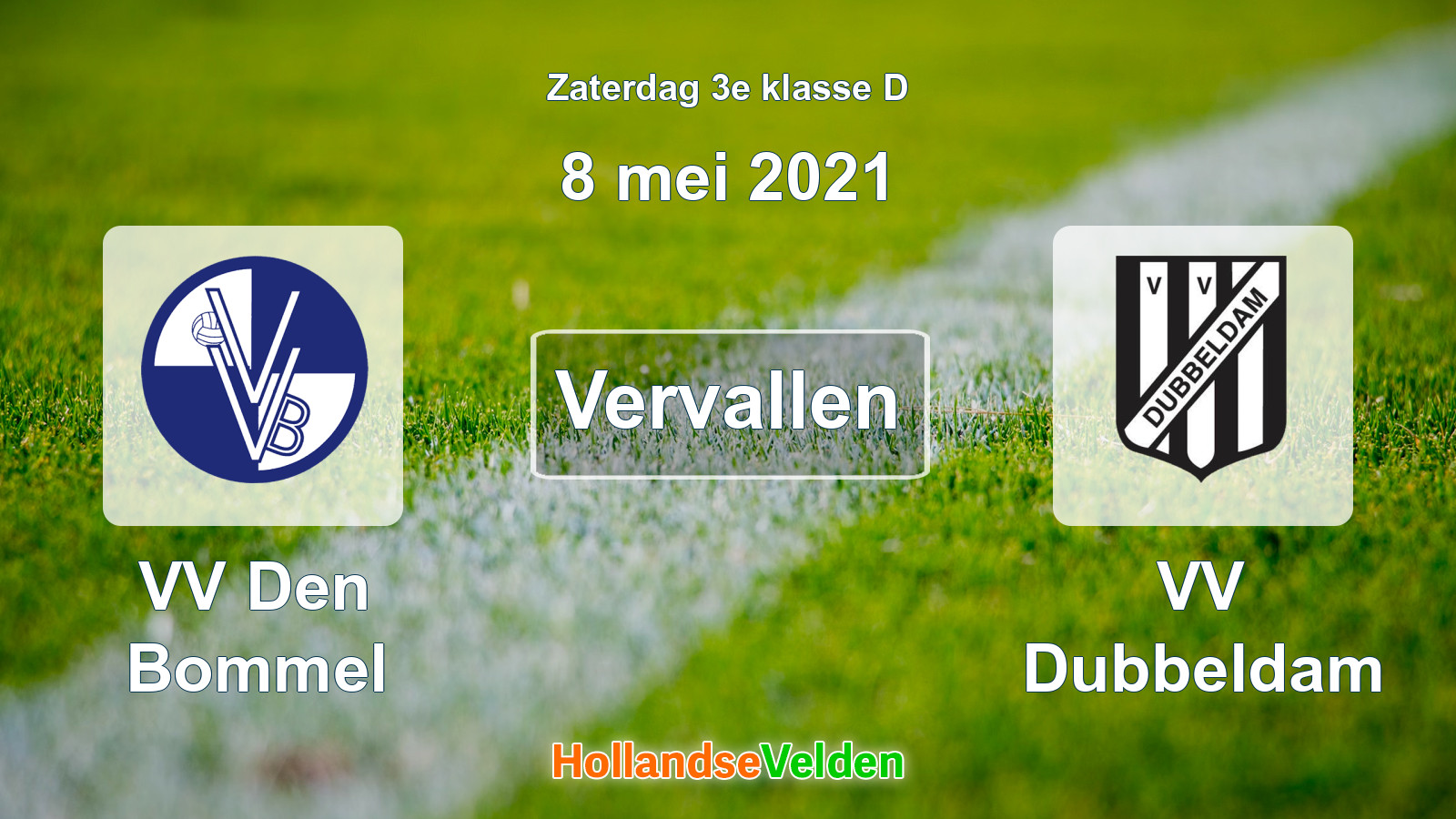 Geplande wedstrijd: VV Den Bommel - VV Dubbeldam (8 mei 2021)