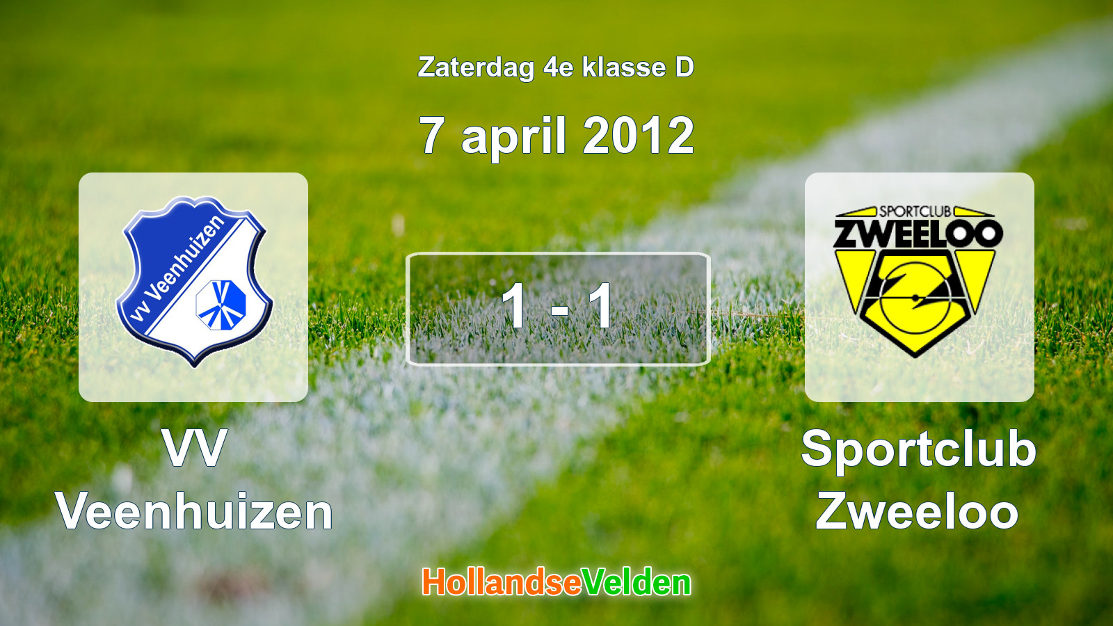 Gespeelde wedstrijd: VV Veenhuizen - Sportclub Zweeloo 1 - 1 (7 april 2012)