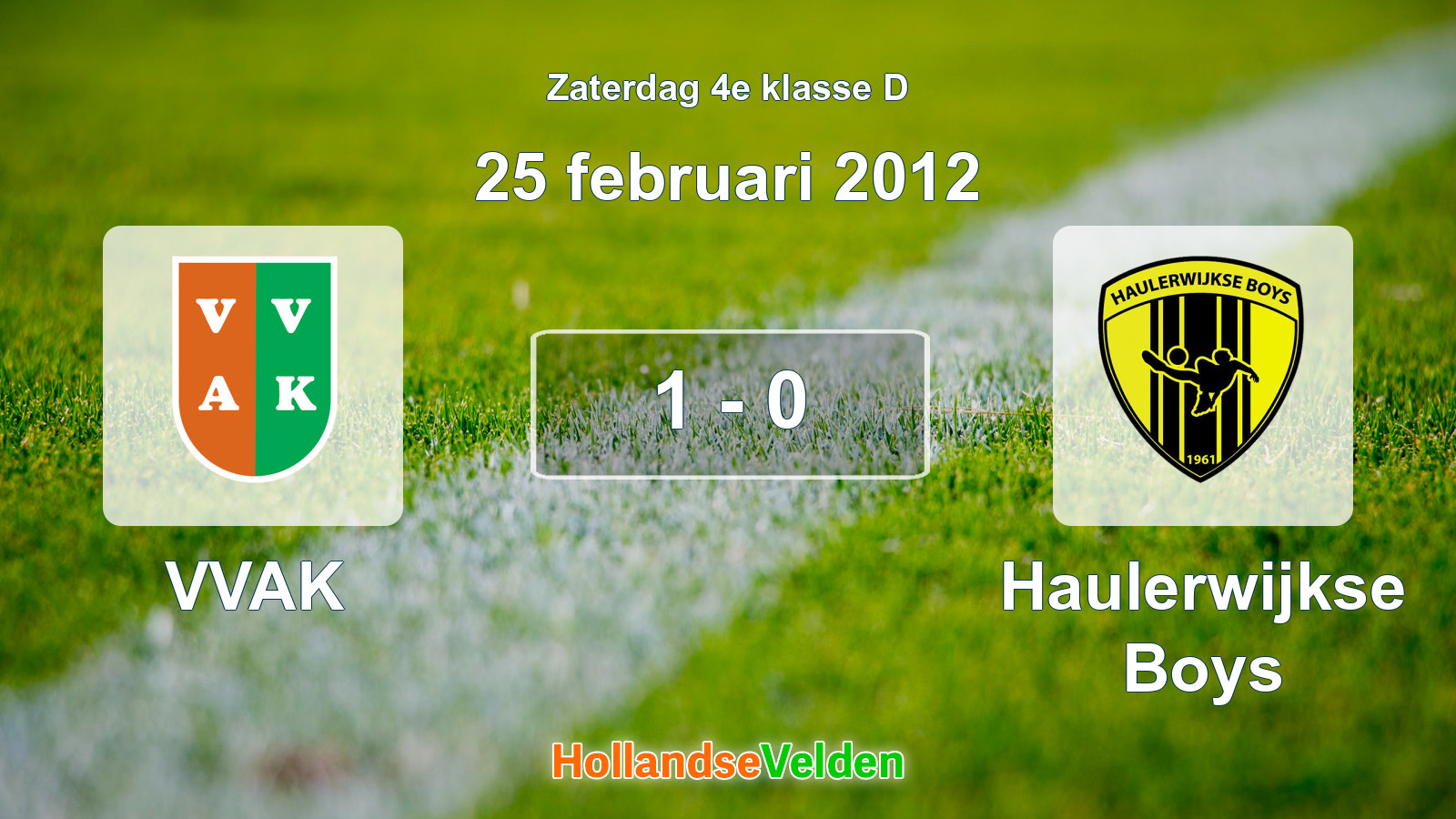 Gespeelde wedstrijd: VVAK - Haulerwijkse Boys 1 - 0 (25 februari 2012)