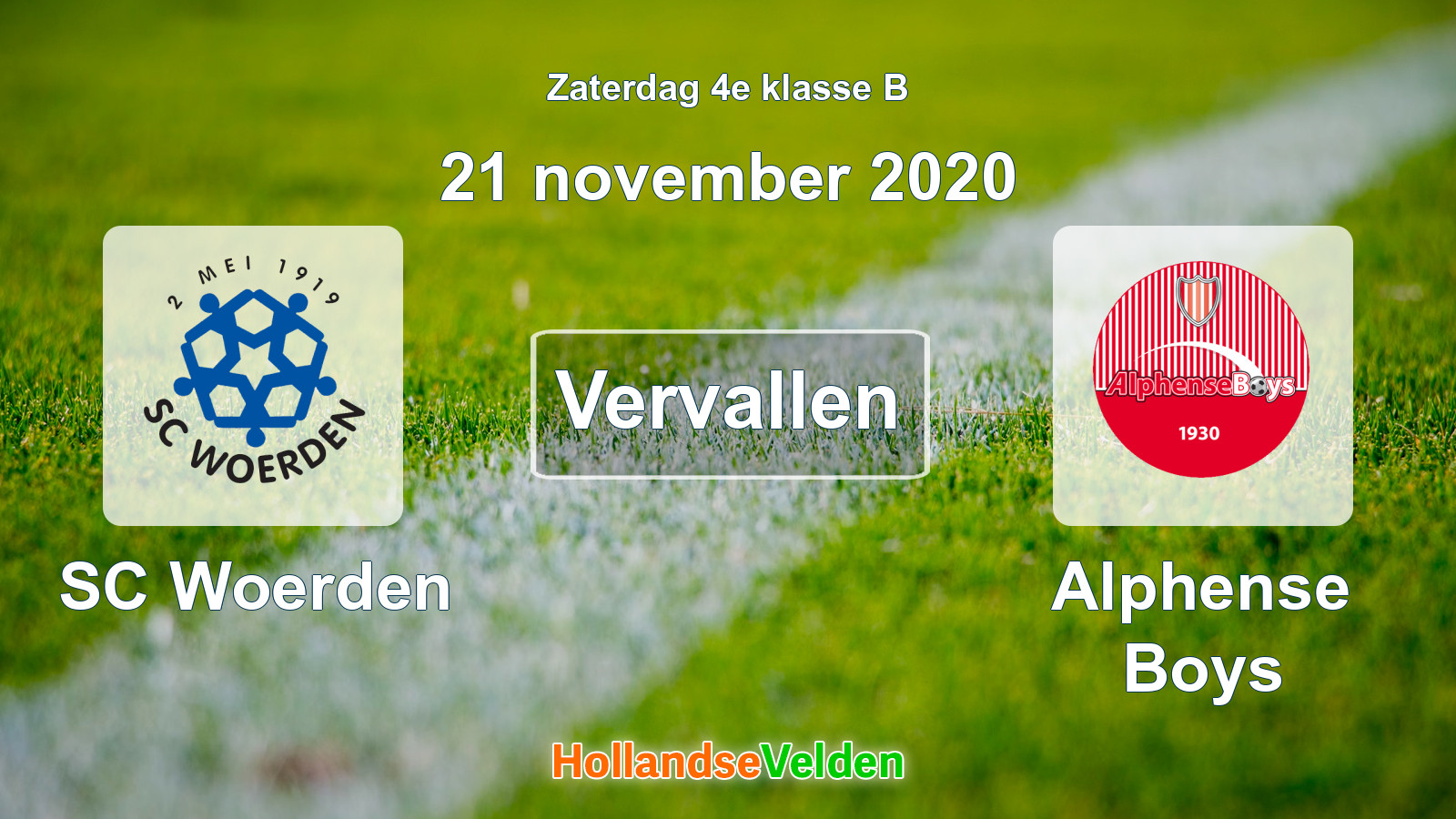Geplande wedstrijd: SC Woerden - Alphense Boys (21 november 2020)