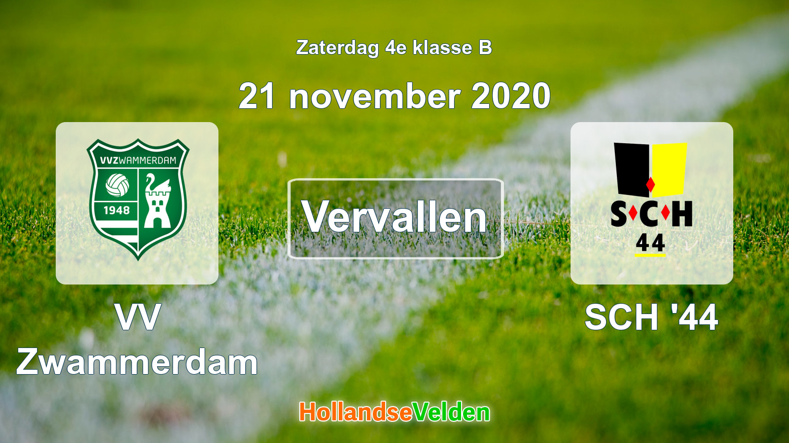 Geplande wedstrijd: VV Zwammerdam - SCH '44 (21 november 2020)