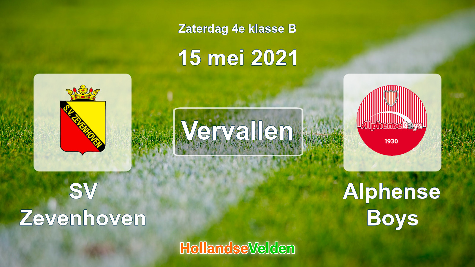 Geplande wedstrijd: SV Zevenhoven - Alphense Boys (15 mei 2021)