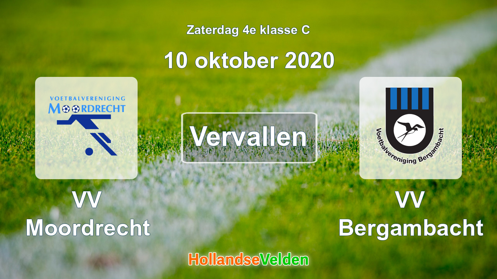Geplande wedstrijd: VV Moordrecht - VV Bergambacht (10 oktober 2020)