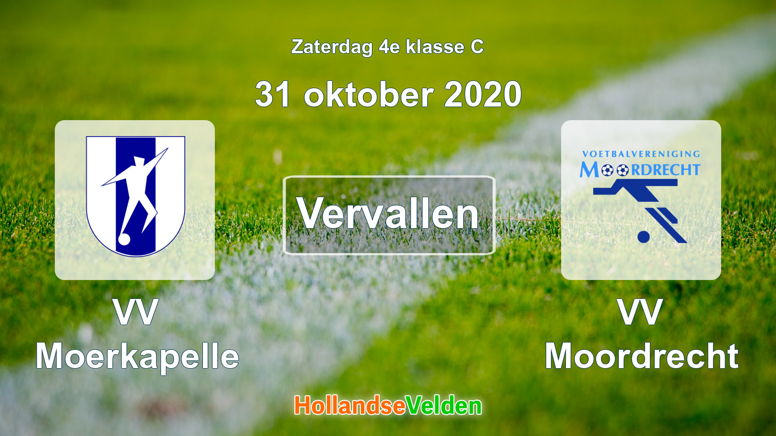 Geplande wedstrijd: VV Moerkapelle - VV Moordrecht (31 oktober 2020)