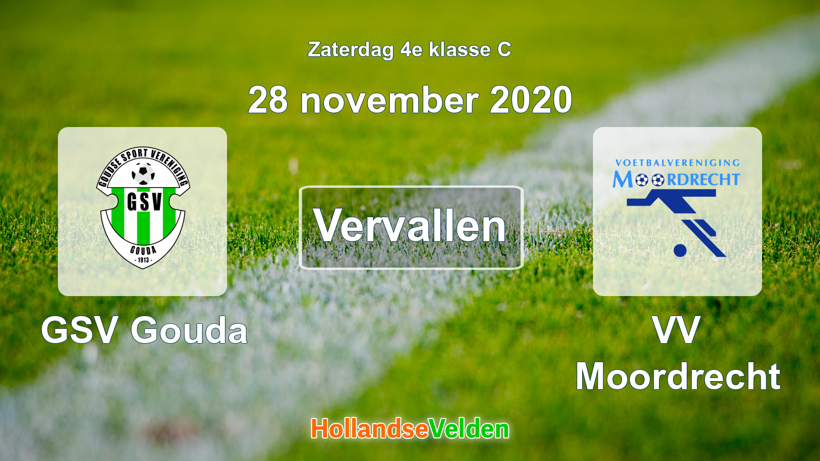 Geplande wedstrijd: GSV Gouda - VV Moordrecht (28 november 2020)