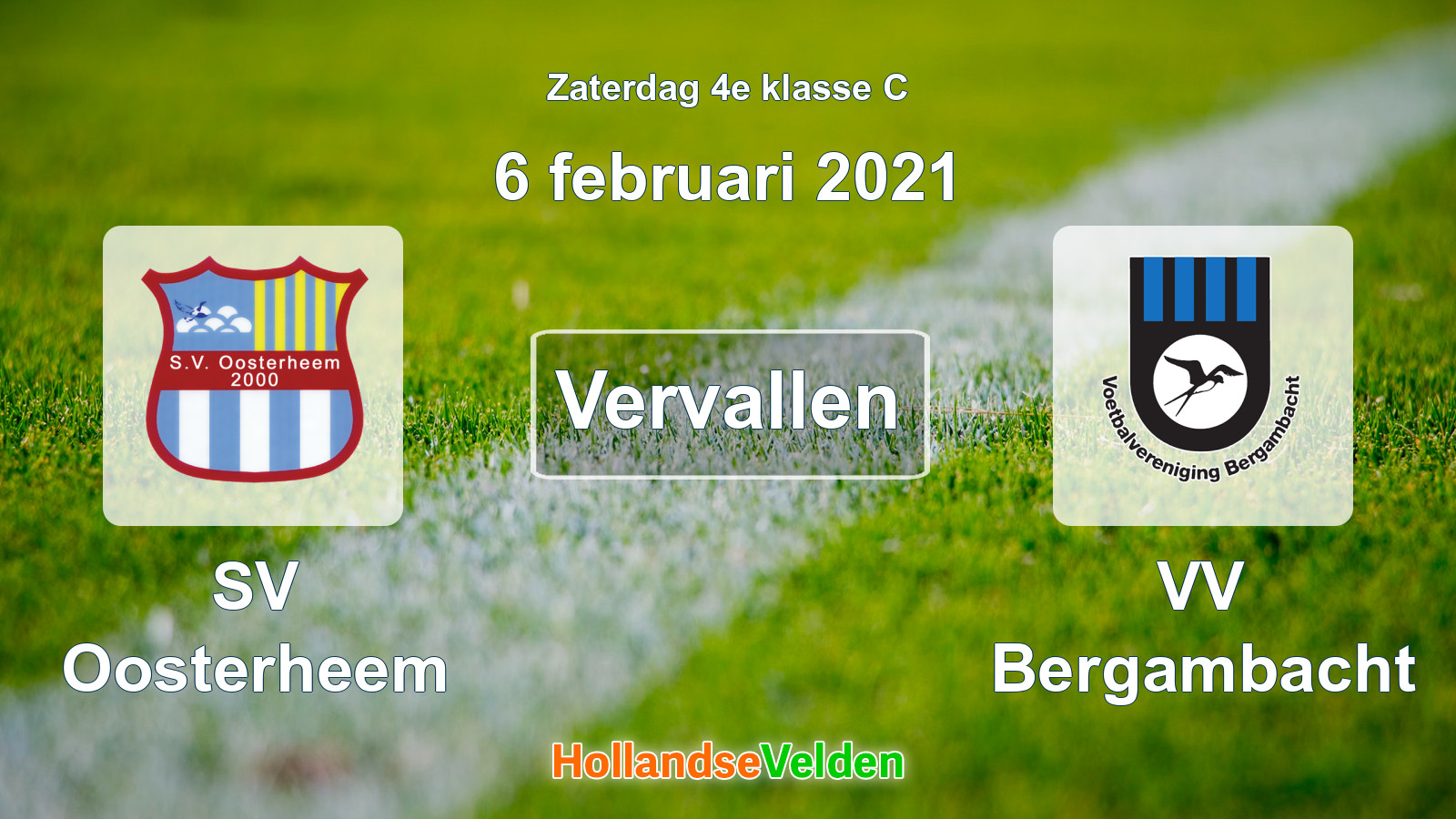 Geplande wedstrijd: SV Oosterheem - VV Bergambacht (6 februari 2021)