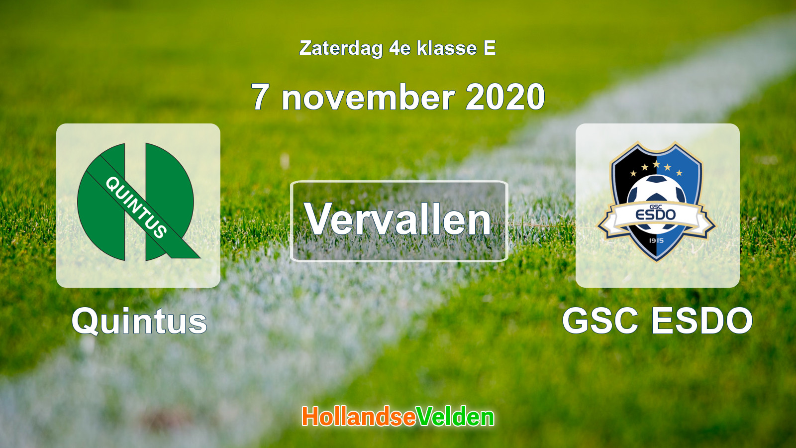 Geplande wedstrijd: Quintus - GSC ESDO (7 november 2020)