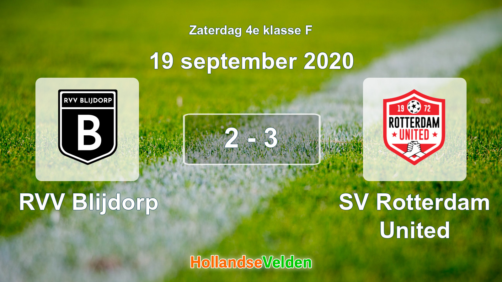Gespeelde wedstrijd: RVV Blijdorp - SV Rotterdam United 2 - 3 (19 september 2020)