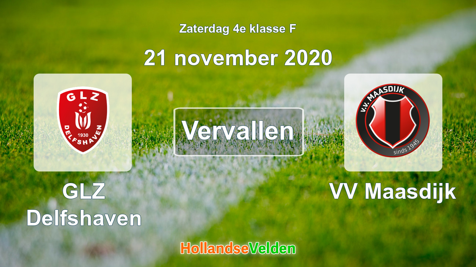 Geplande wedstrijd: GLZ Delfshaven - VV Maasdijk (21 november 2020)
