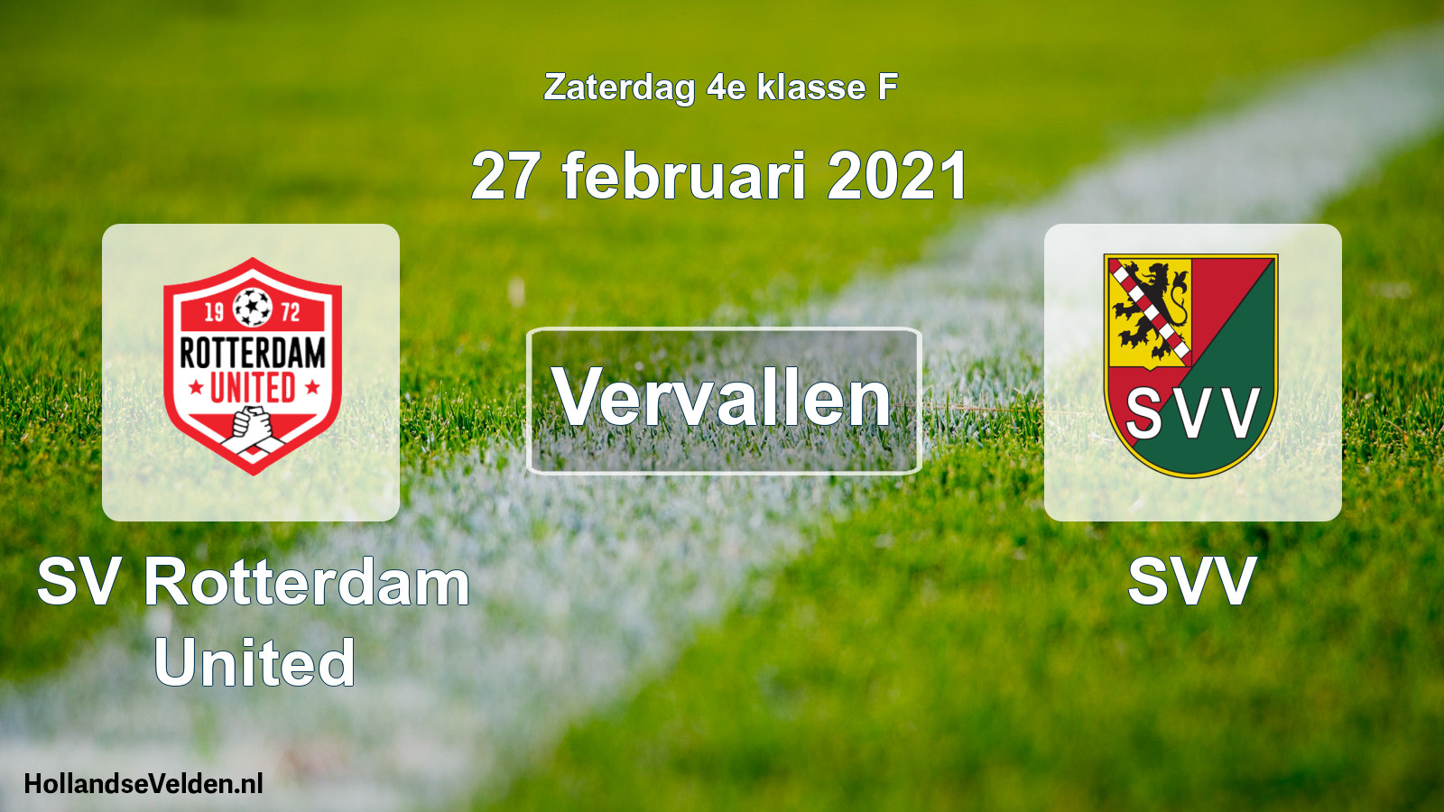 Geplande wedstrijd: SV Rotterdam United - SVV (27 februari 2021)