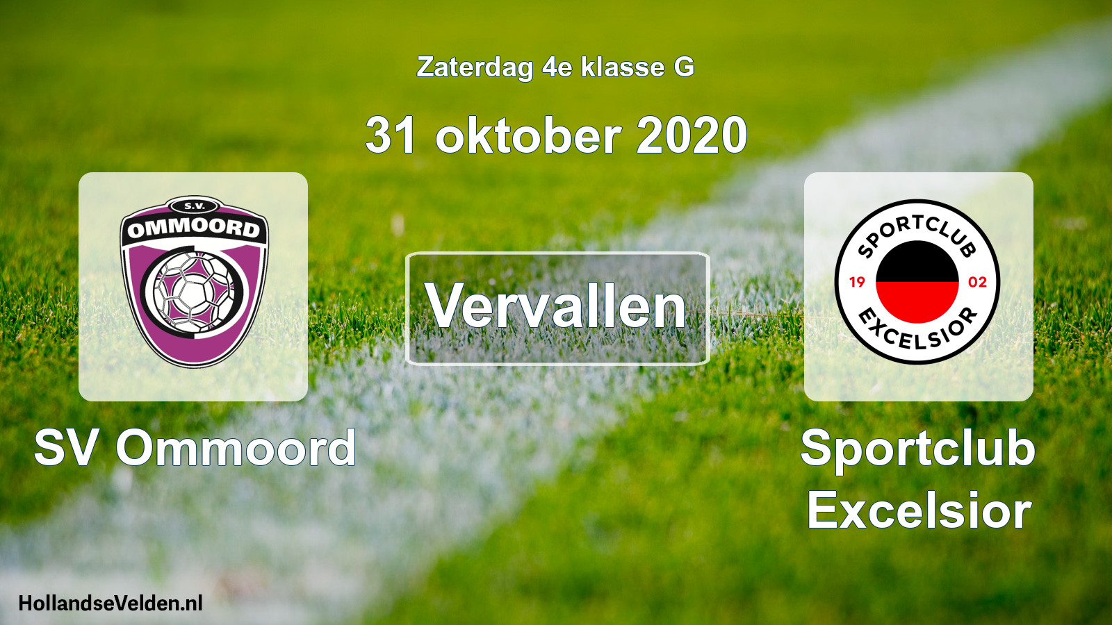 Geplande wedstrijd: SV Ommoord - Sportclub Excelsior (31 oktober 2020)