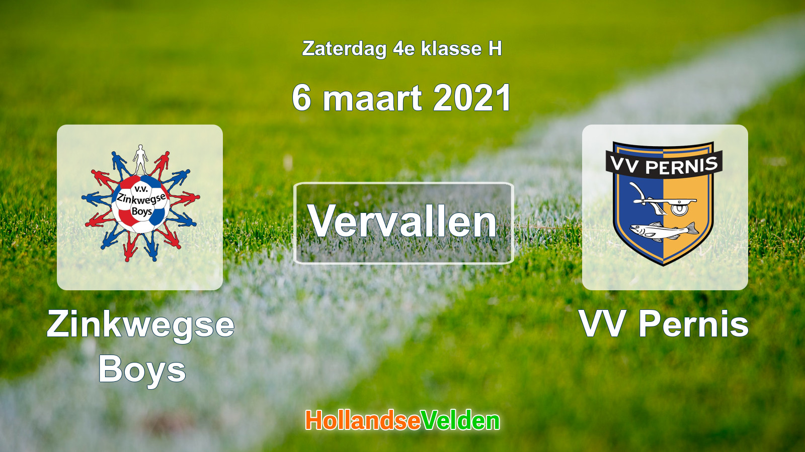 Geplande wedstrijd: Zinkwegse Boys - VV Pernis (6 maart 2021)