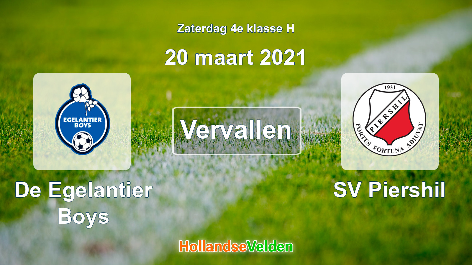 Geplande wedstrijd: De Egelantier Boys - SV Piershil (20 maart 2021)