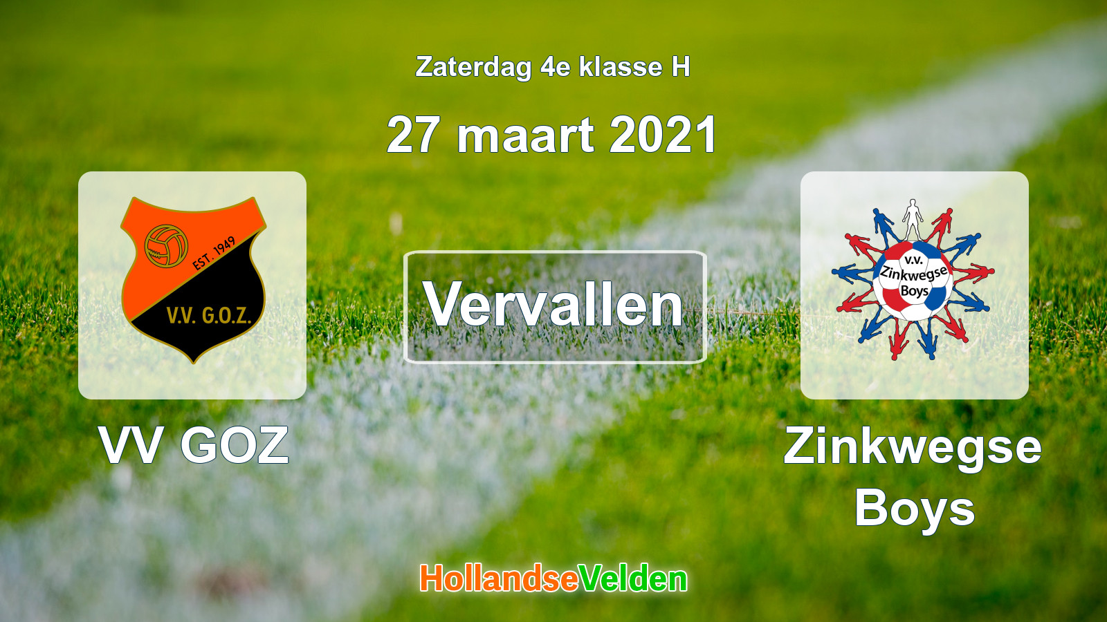 Geplande wedstrijd: VV GOZ - Zinkwegse Boys (27 maart 2021)