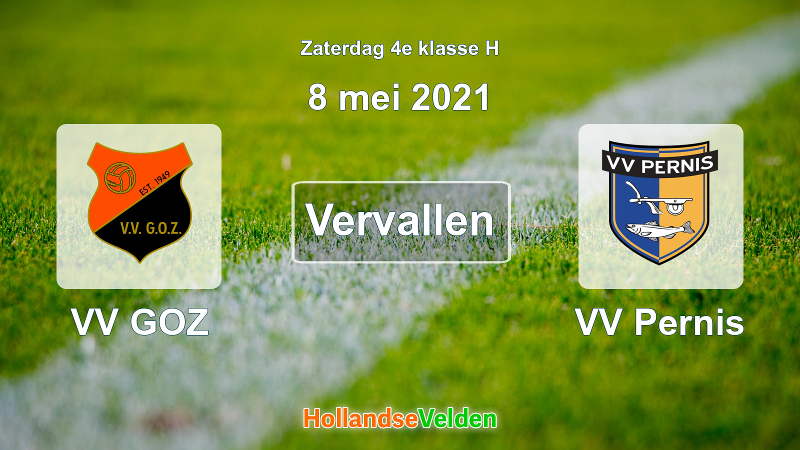 Geplande wedstrijd: VV GOZ - VV Pernis (8 mei 2021)