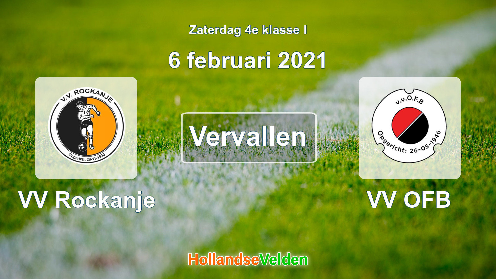 Geplande wedstrijd: VV Rockanje - VV OFB (6 februari 2021)