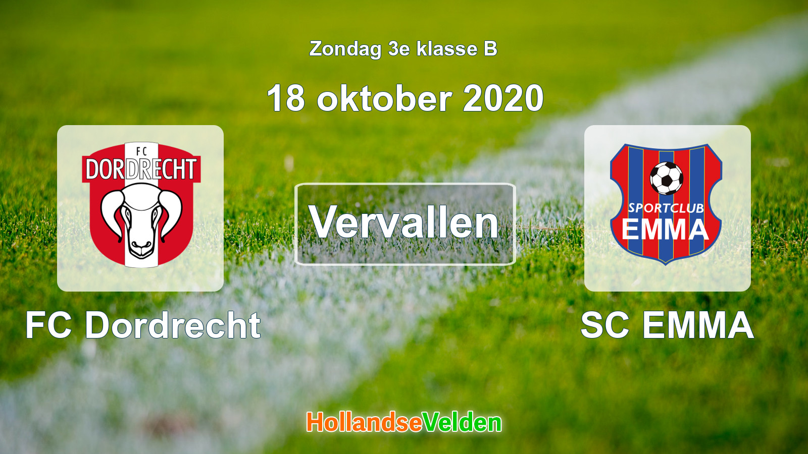 Geplande wedstrijd: FC Dordrecht - SC EMMA (18 oktober 2020)