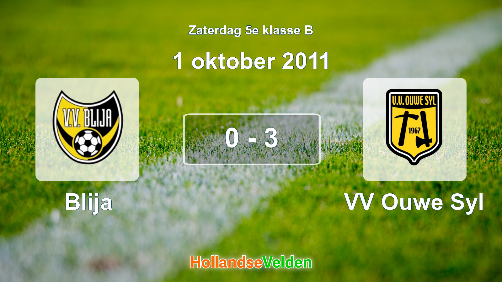 Gespeelde wedstrijd: Blija - VV Ouwe Syl 0 - 3 (1 oktober 2011)